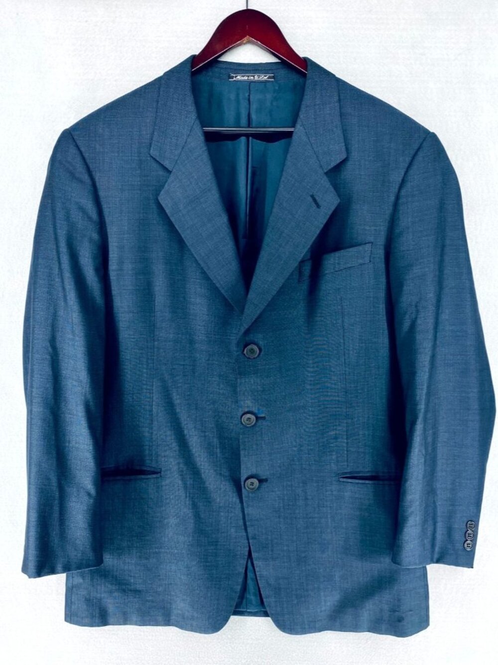 Vintage MANI Giorgio Blazer Mens 42R Blue Silk Wool Sport Coat Jacket